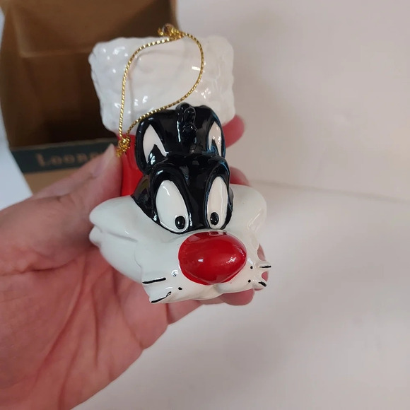 Vintage 1994 Ceramic Looney Tunes Sylvester Christmas Ornament Warner Bros - Picture 8 of 10